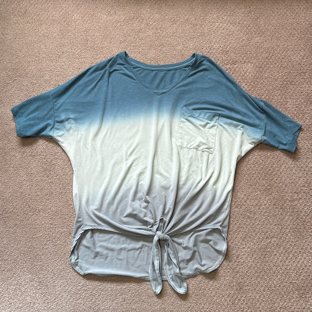 Blue & Grey Ombré Tie Dye Top